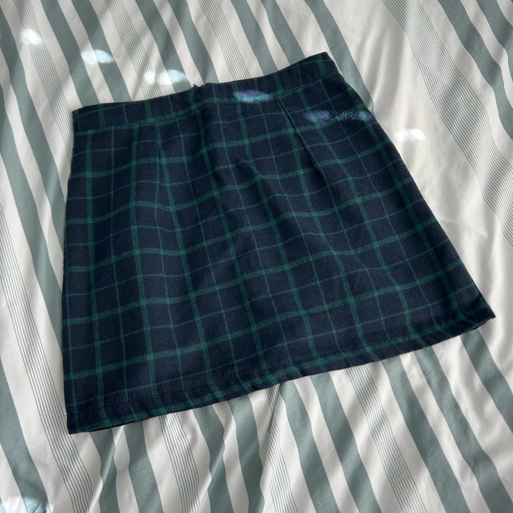 Heartbreak navy and green plaid skirt